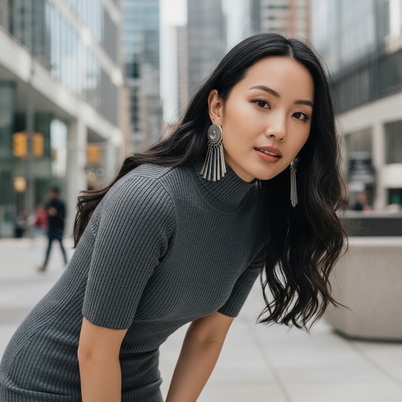 VINTAGE EARRINGS 70s clip long rhinestone moonstone tassel metal silver dangly - Picture 3 of 10